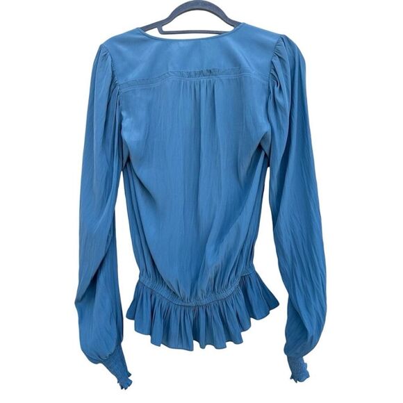 Ramy Brooke NWT Melissa V Neck Ruffled top size M in the color Blumo - Picture 3 of 5